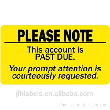 Account Past Due Billing and Collections Label Fluorescent color 2"x 1" - 500 Labels Per roll